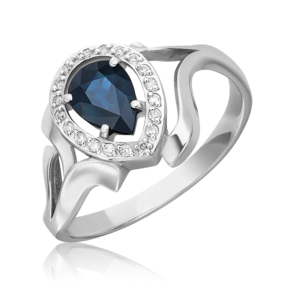 Кольцо из белого золота с сапфиром и бриллиантами 01-0250-00-105-1120-30