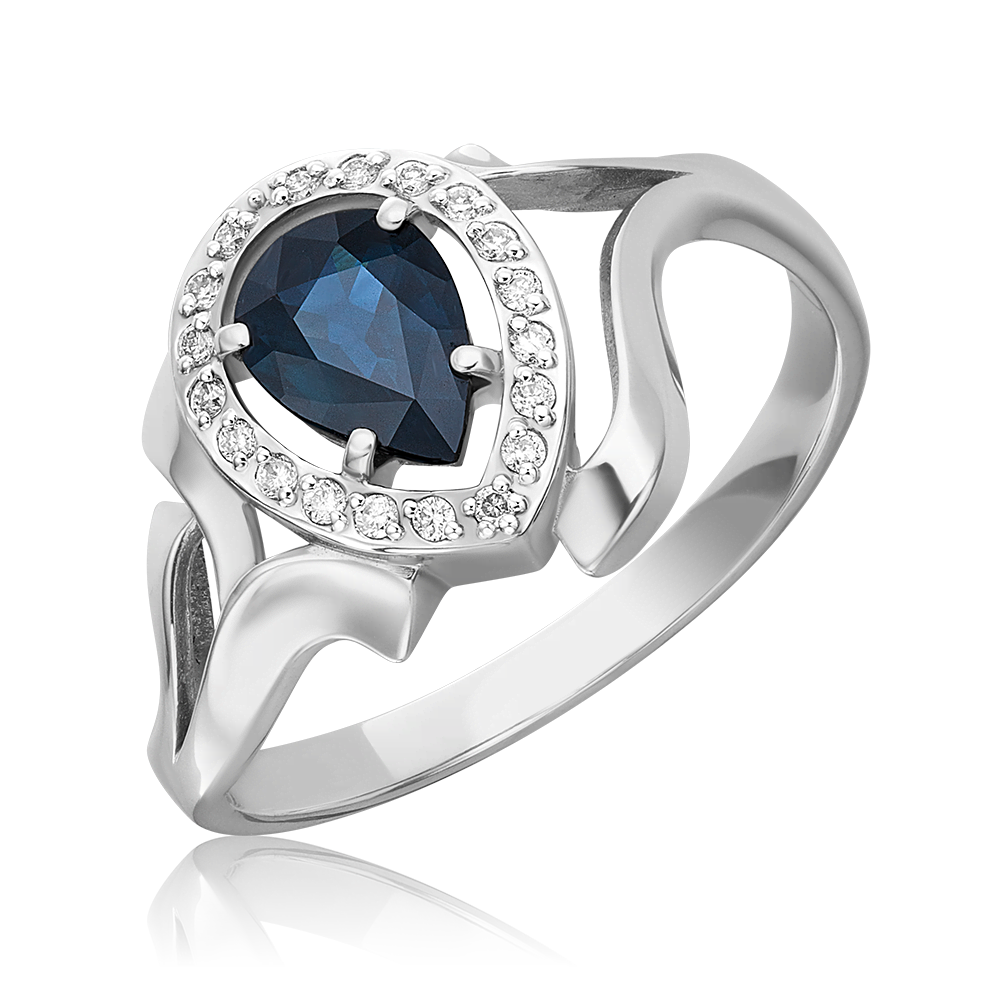 Кольцо из белого золота с сапфиром и бриллиантами 01-0250-00-105-1120-30