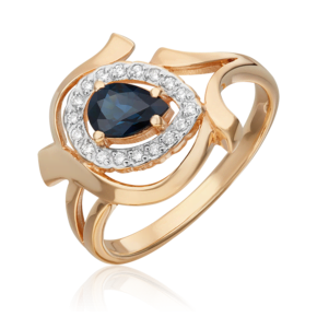Кольцо из красного золота с сапфиром и бриллиантами 01-0253-00-105-1110-30