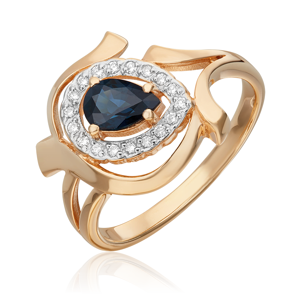 Кольцо из красного золота с сапфиром и бриллиантами 01-0253-00-105-1110-30