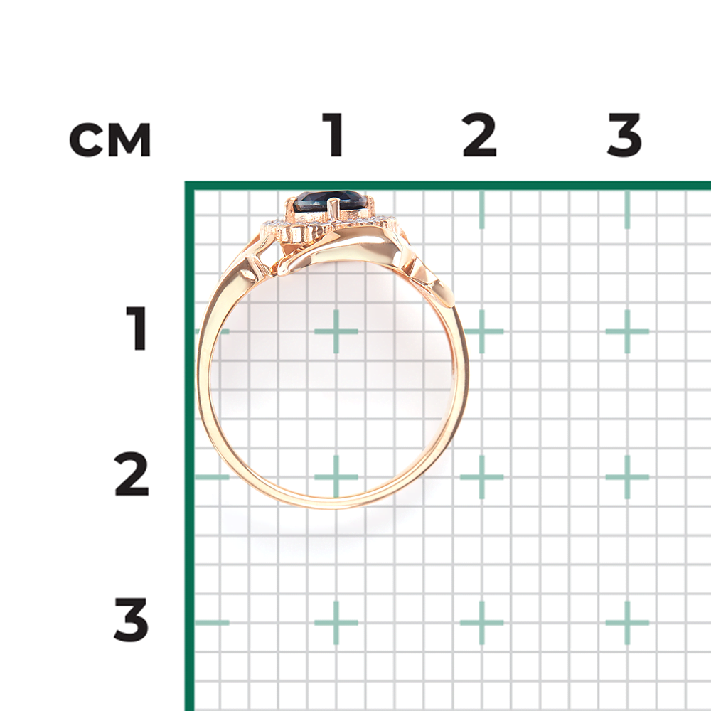 Кольцо из красного золота с сапфиром и бриллиантами 01-0253-00-105-1110-30