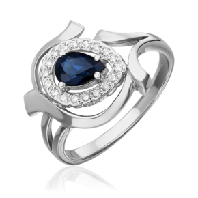 Кольцо из белого золота с сапфиром и бриллиантами 01-0254-00-105-1120-30