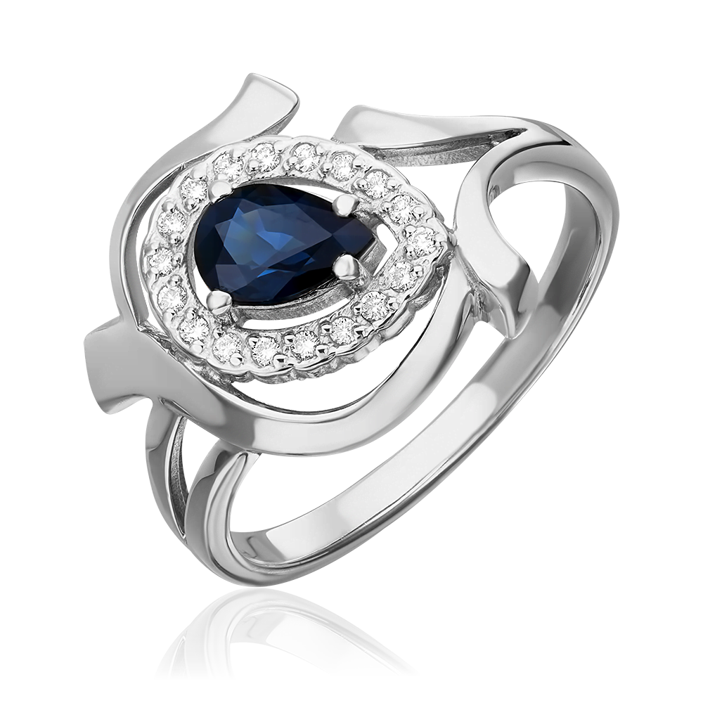 Кольцо из белого золота с сапфиром и бриллиантами 01-0254-00-105-1120-30