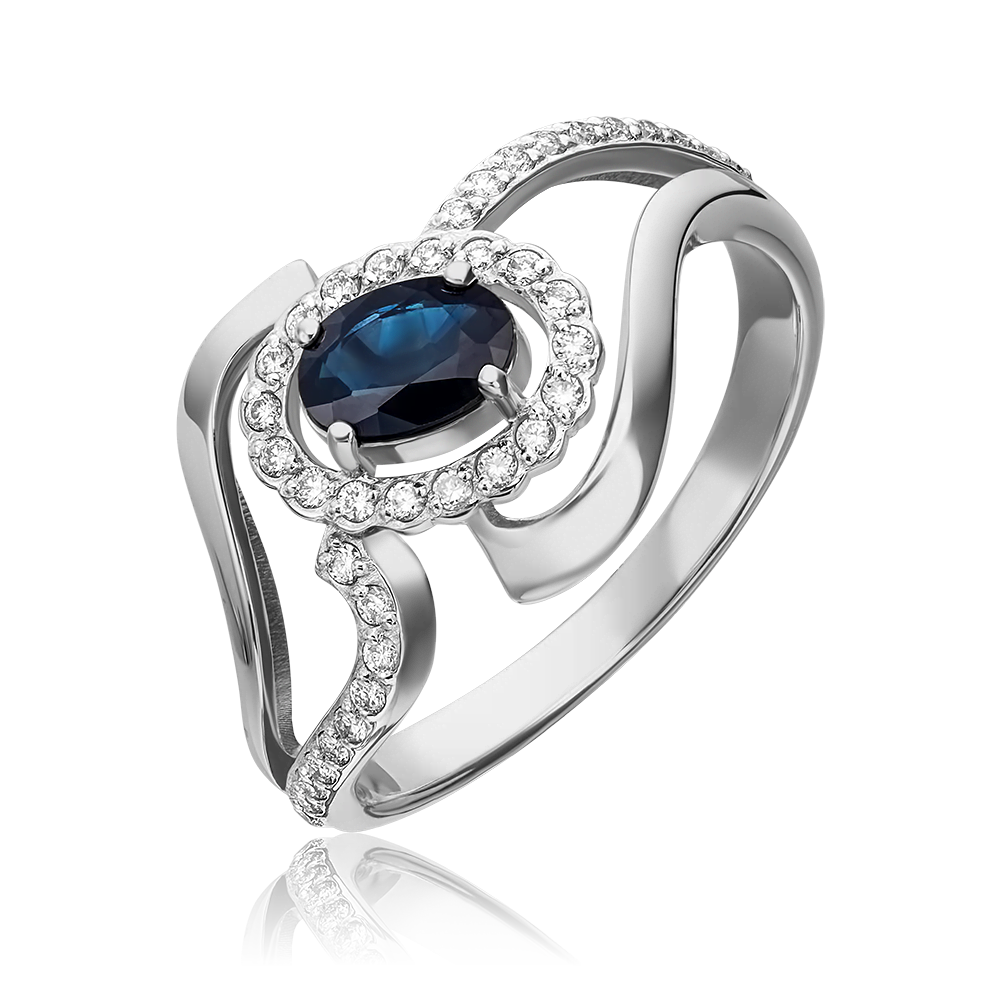 Кольцо из белого золота с сапфиром и бриллиантами 01-0260-00-105-1120-30