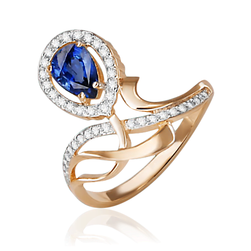 Кольцо из красного золота с сапфиром и бриллиантами 01-0261-00-105-1110-30