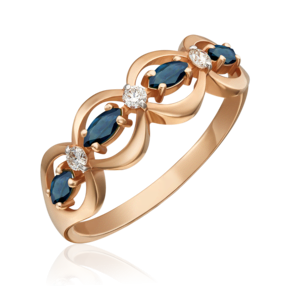 Кольцо из красного золота с сапфирами и бриллиантами 01-0275-00-105-1110-30