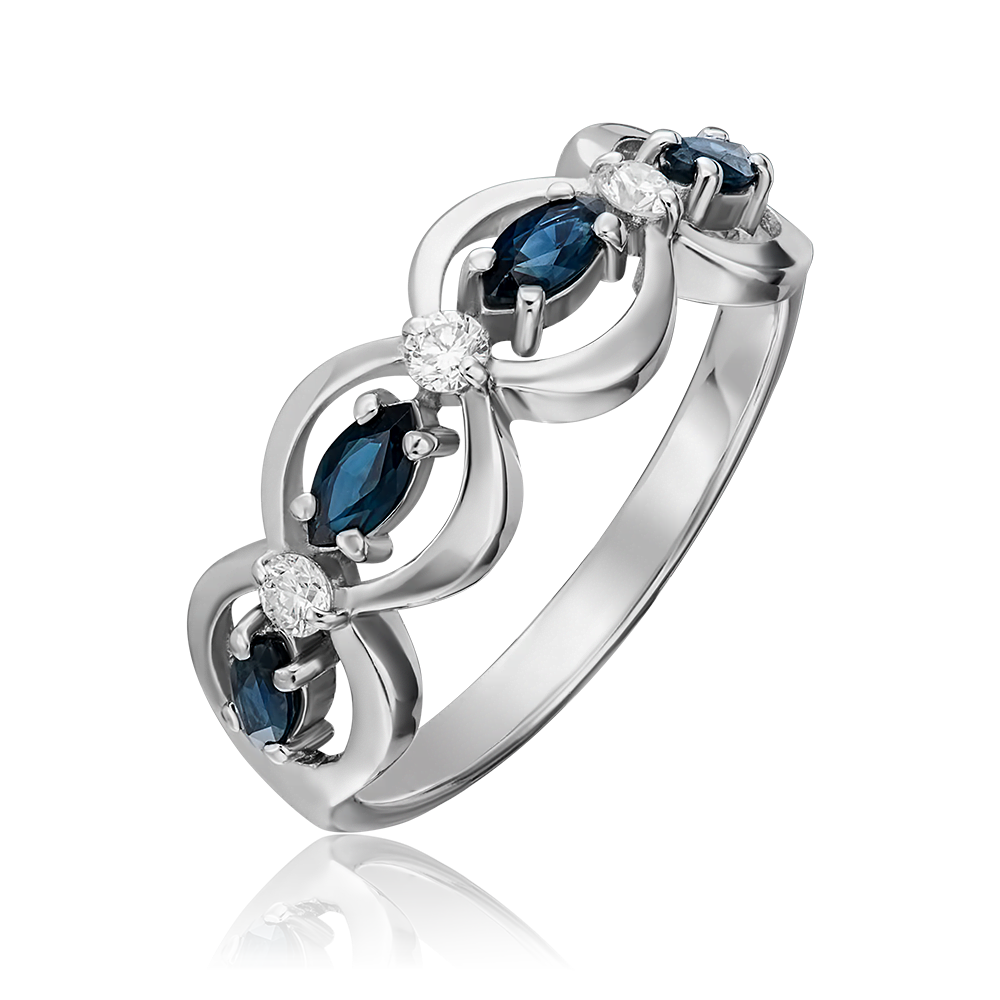Кольцо из белого золота с сапфирами и бриллиантами 01-0276-00-105-1120-30