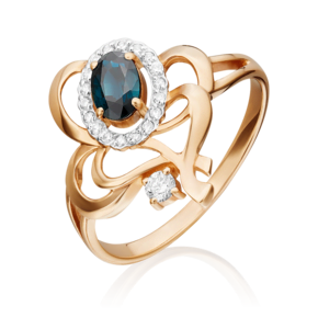 Кольцо из красного золота с сапфиром и бриллиантами 01-0279-00-105-1110-30