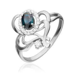 Кольцо из белого золота с сапфиром и бриллиантами 01-0280-00-105-1120-30