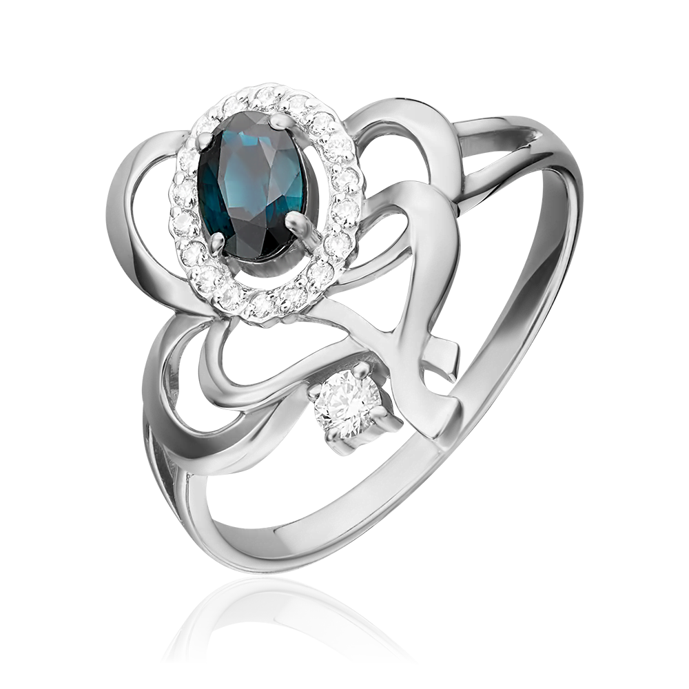 Кольцо из белого золота с сапфиром и бриллиантами 01-0280-00-105-1120-30