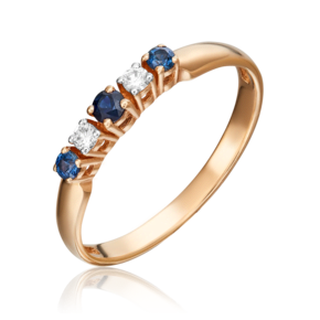 Кольцо из красного золота с сапфирами и бриллиантами 01-0289-00-105-1110-30