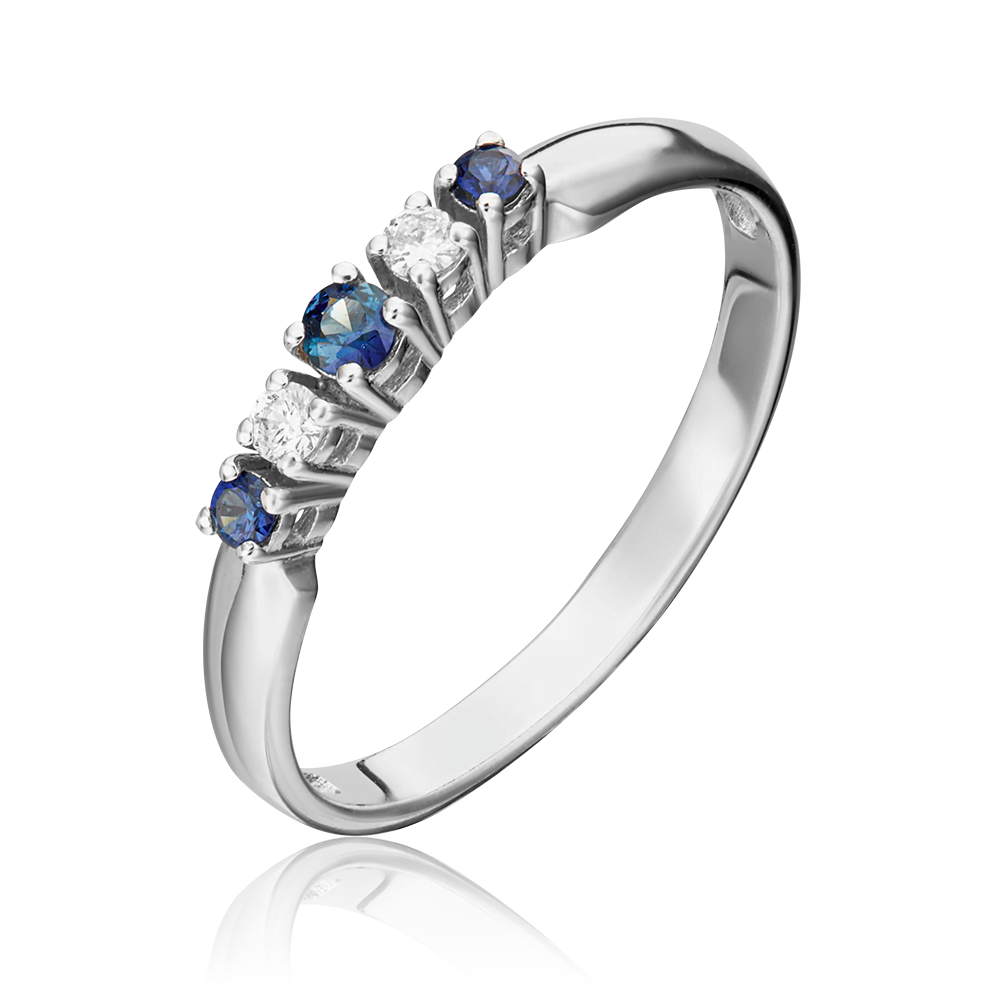 Кольцо из белого золота с сапфирами и бриллиантами 01-0290-00-105-1120-30