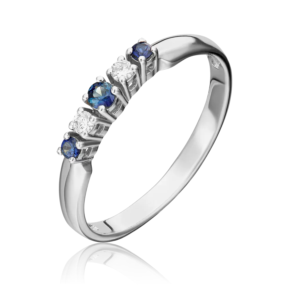 Кольцо из белого золота с сапфирами и бриллиантами 01-0290-00-105-1120-30
