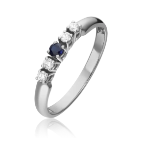 Кольцо из белого золота с сапфиром и бриллиантами 01-0292-00-105-1120-30