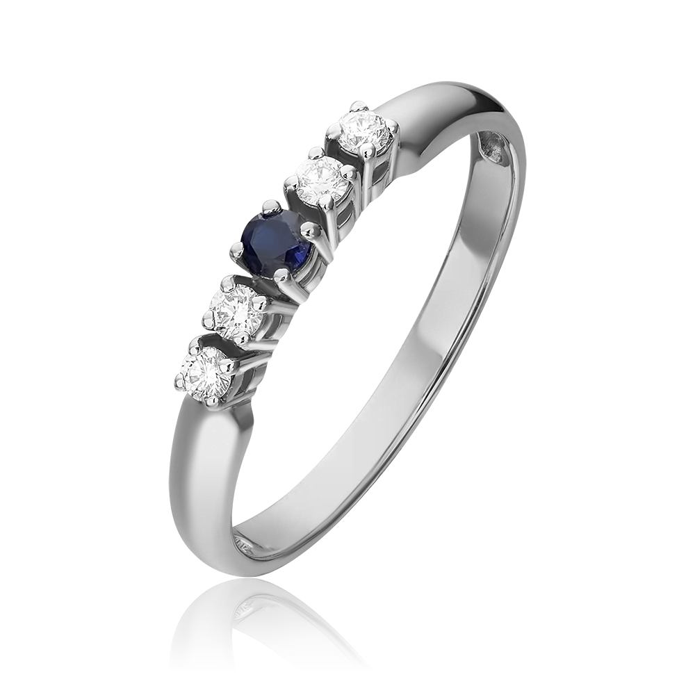 Кольцо из белого золота с сапфиром и бриллиантами 01-0292-00-105-1120-30