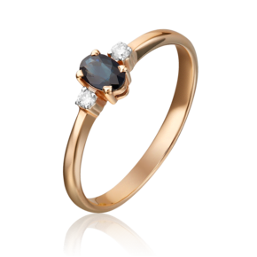 Кольцо из красного золота с сапфиром и бриллиантами 01-0297-00-105-1110-30