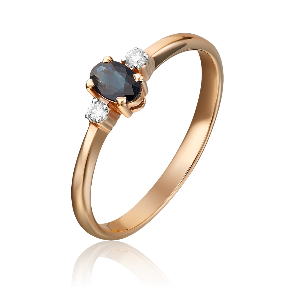 Кольцо из красного золота с сапфиром и бриллиантами 01-0297-00-105-1110-30