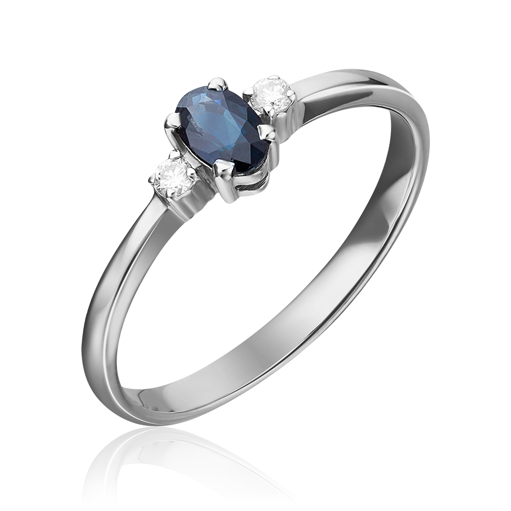 Кольцо из белого золота с сапфиром и бриллиантами 01-0298-00-105-1120-30