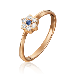 Кольцо из красного золота с бриллиантами и сапфиром 01-0313-00-105-1110-30