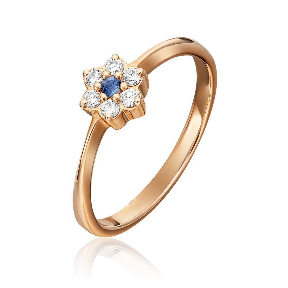 Кольцо из красного золота с бриллиантами и сапфиром 01-0313-00-105-1110-30