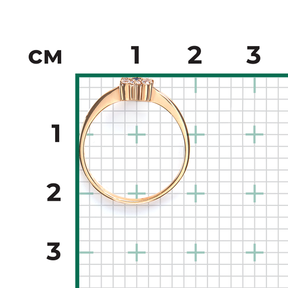 Кольцо из красного золота с бриллиантами и сапфиром 01-0313-00-105-1110-30