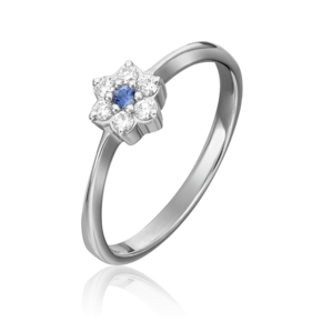 Кольцо из белого золота с бриллиантами и сапфиром 01-0314-00-105-1120-30