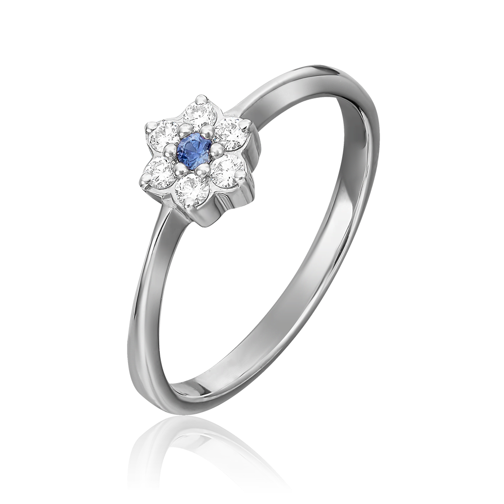 Кольцо из белого золота с бриллиантами и сапфиром 01-0314-00-105-1120-30
