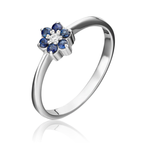 Кольцо из белого золота с бриллиантом и сапфирами 01-0316-00-105-1120-30