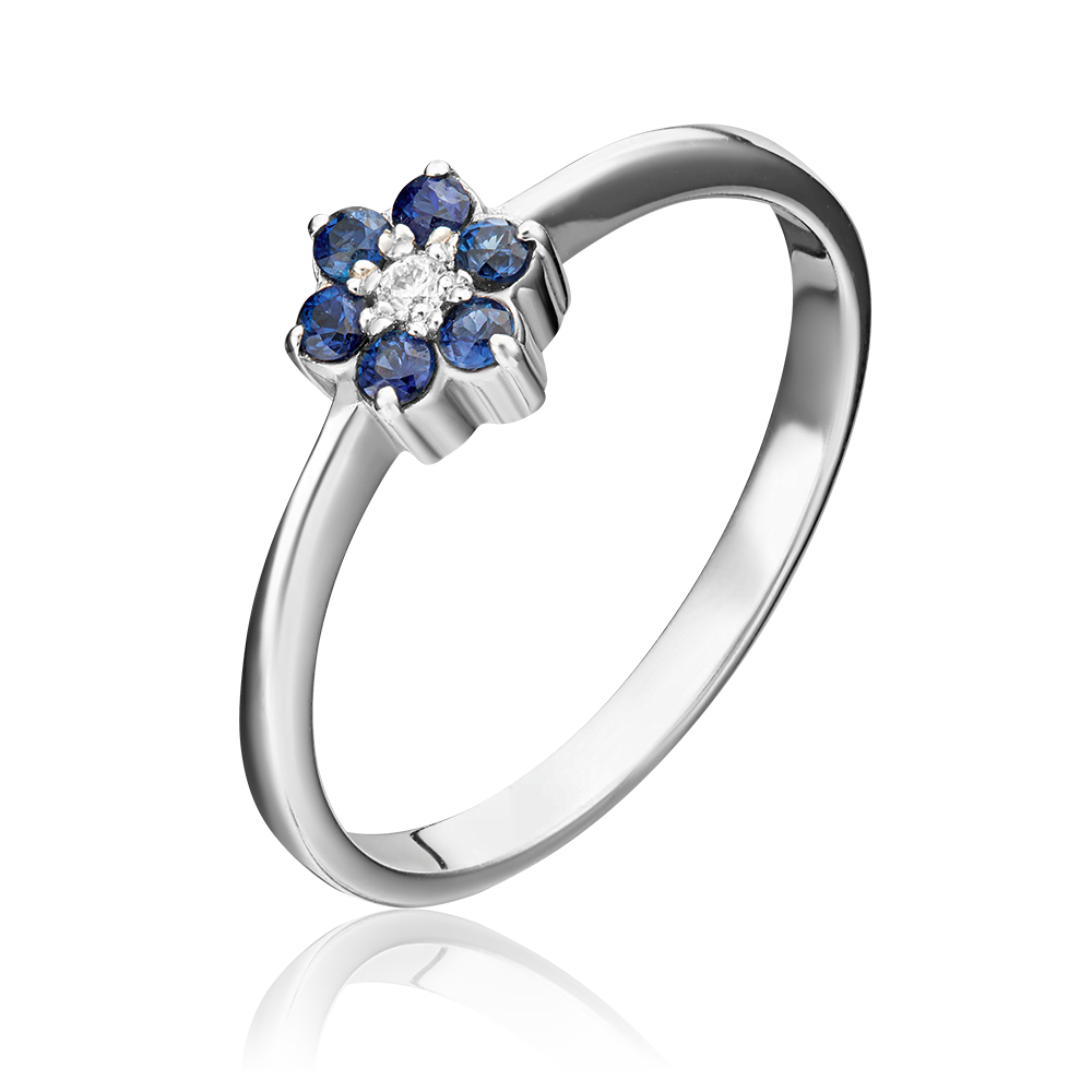 Кольцо из белого золота с бриллиантом и сапфирами 01-0316-00-105-1120-30