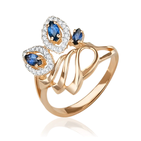 Кольцо из красного золота с сапфирами и бриллиантами 01-0323-00-105-1110-30