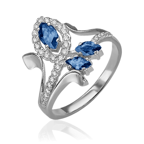 Кольцо из белого золота с сапфирами и бриллиантами 01-0326-00-105-1120-30