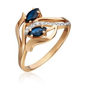 Кольцо из красного золота с сапфирами и бриллиантами 01-0327-00-105-1110-30