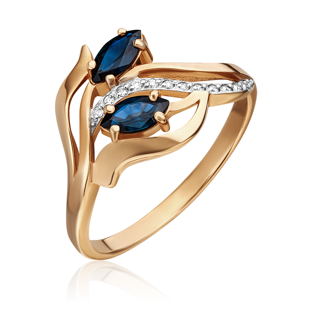 Кольцо из красного золота с сапфирами и бриллиантами 01-0327-00-105-1110-30