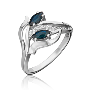 Кольцо из белого золота с сапфирами и бриллиантами 01-0328-00-105-1120-30