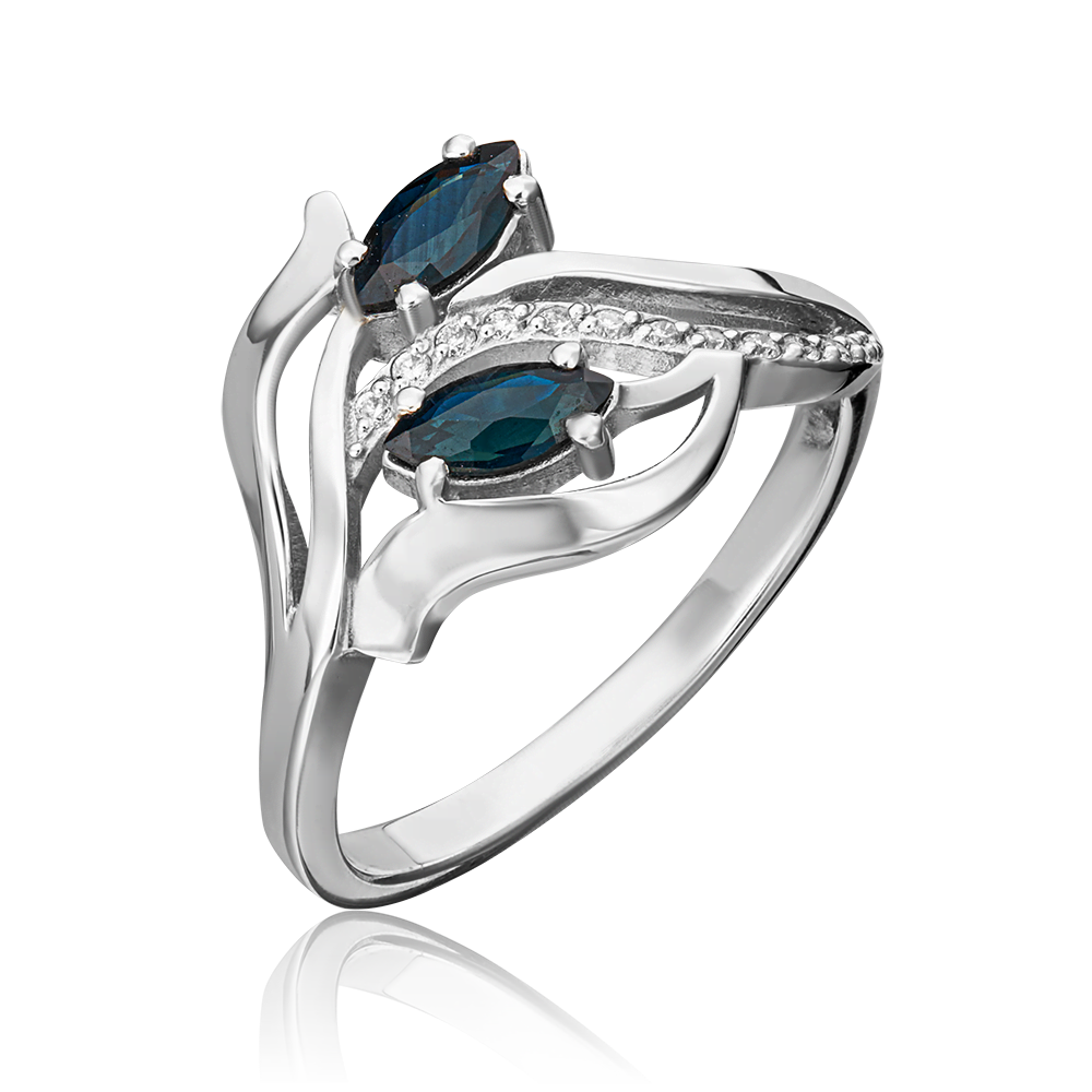 Кольцо из белого золота с сапфирами и бриллиантами 01-0328-00-105-1120-30