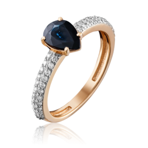 Кольцо из красного золота с сапфиром и бриллиантами 01-0333-00-105-1110-30