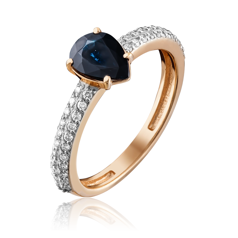 Кольцо из красного золота с сапфиром и бриллиантами 01-0333-00-105-1110-30