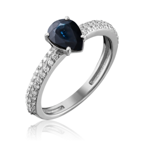Кольцо из белого золота с сапфиром и бриллиантами 01-0334-00-105-1120-30