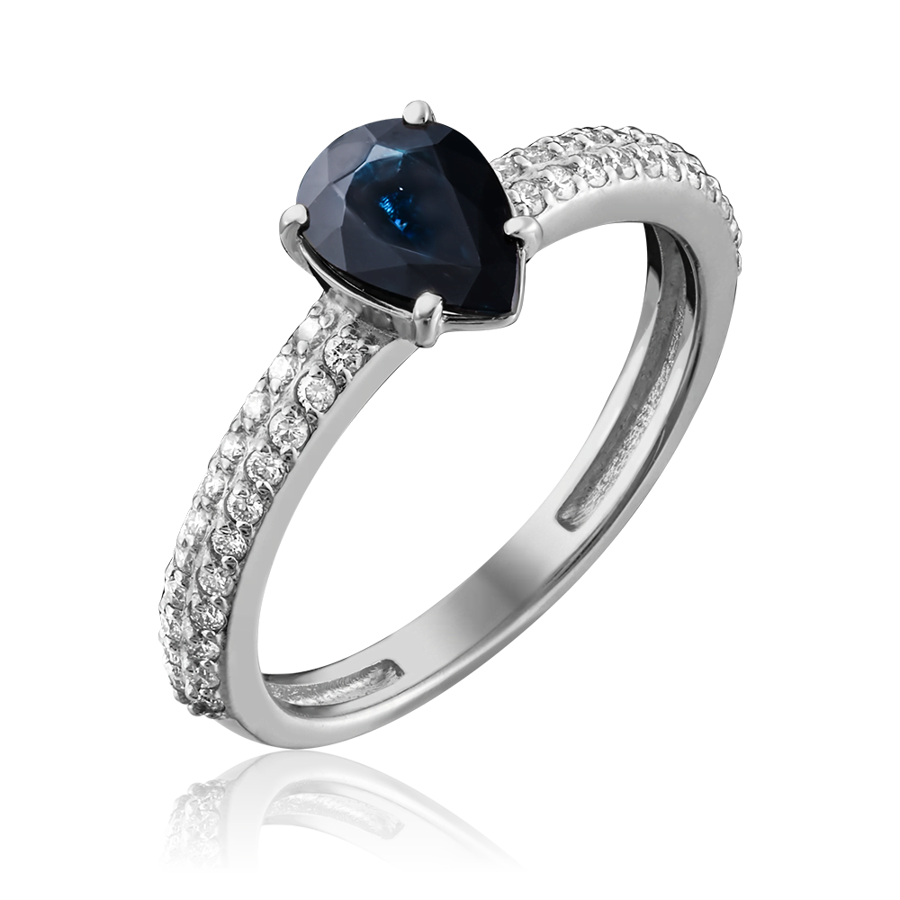Кольцо из белого золота с сапфиром и бриллиантами 01-0334-00-105-1120-30