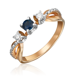 Кольцо из комбинированного золота с сапфиром и бриллиантами 01-0335-00-105-1111-30