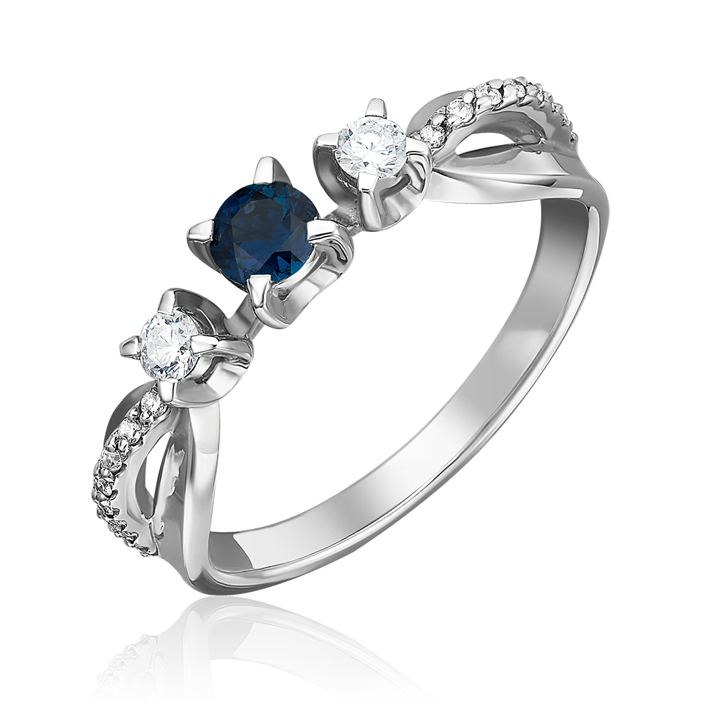 Кольцо из белого золота с сапфиром и бриллиантами 01-0336-00-105-1120-30