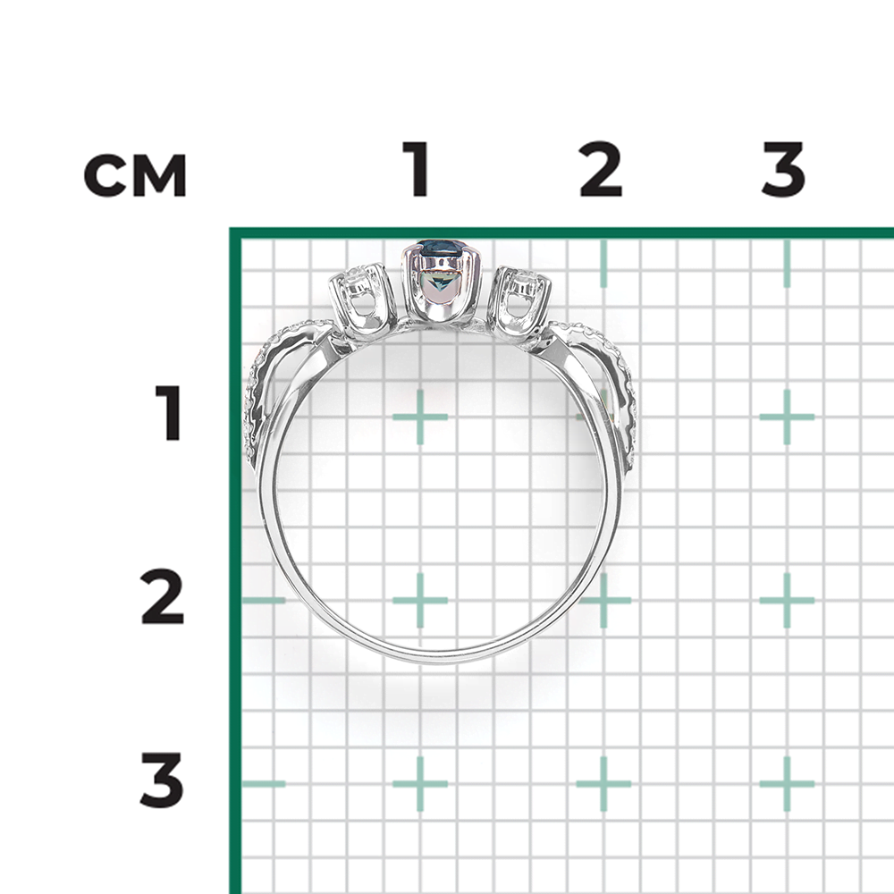 Кольцо из белого золота с сапфиром и бриллиантами 01-0336-00-105-1120-30