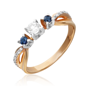 Кольцо из комбинированного золота с бриллиантами и сапфирами 01-0337-00-105-1111-30