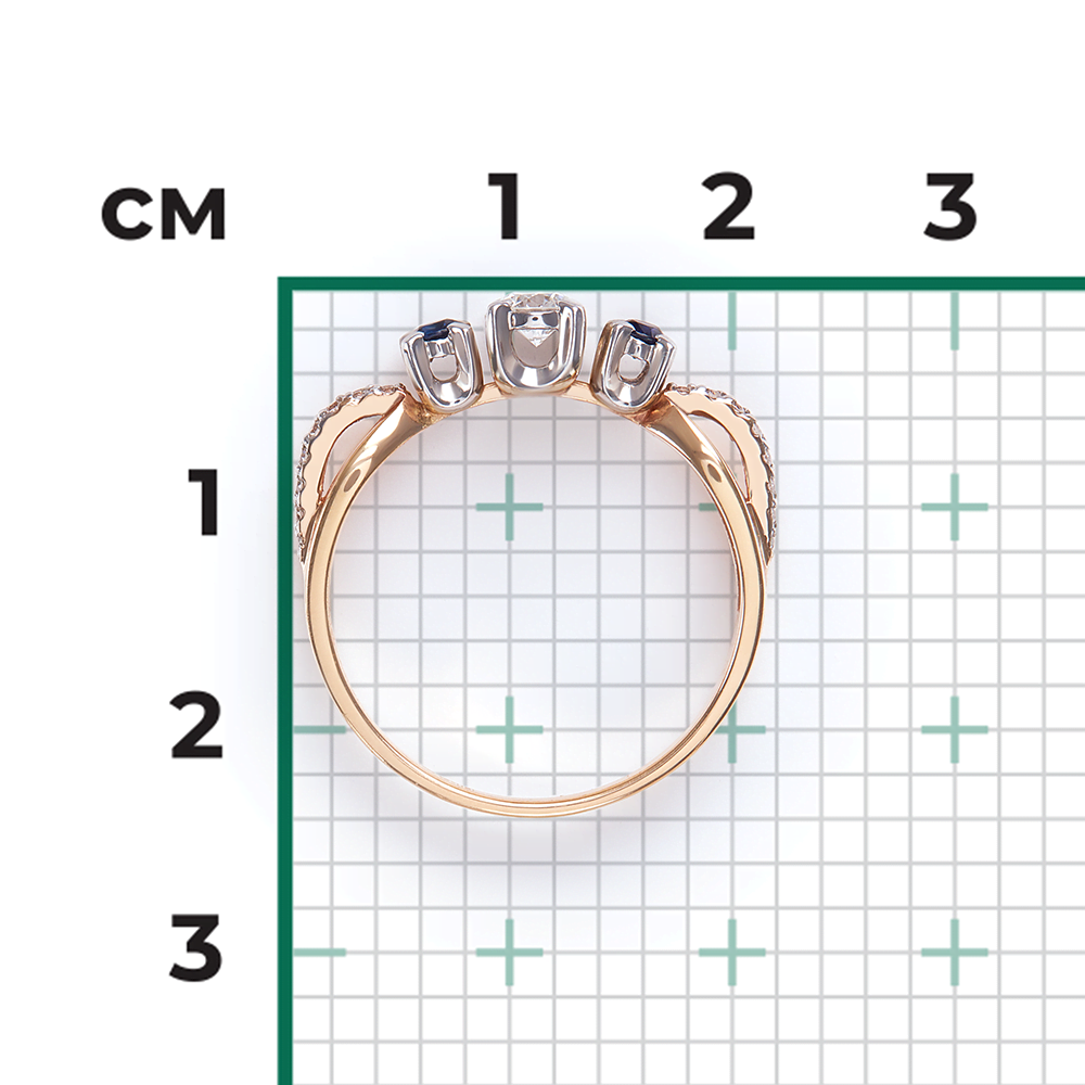 Кольцо из комбинированного золота с бриллиантами и сапфирами 01-0337-00-105-1111-30