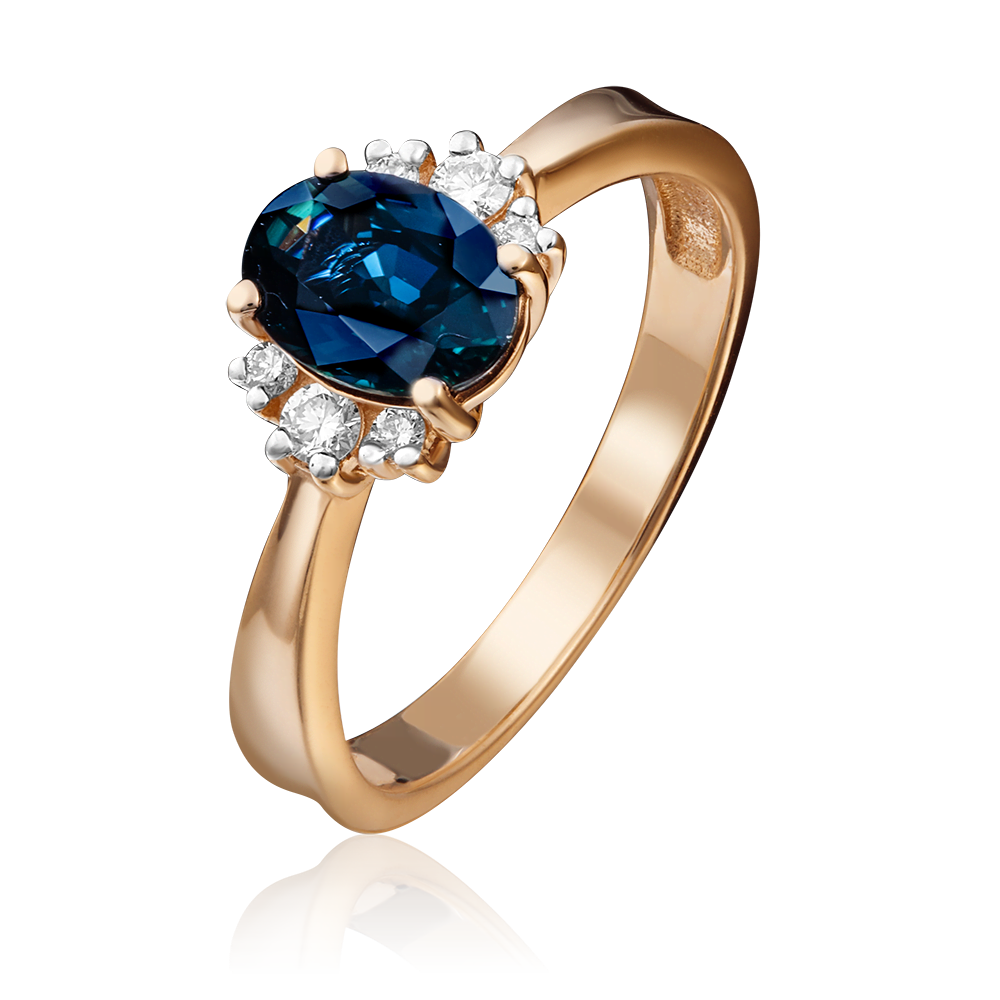 Кольцо из красного золота с сапфиром и бриллиантами 01-0343-00-105-1110-30