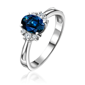 Кольцо из белого золота с сапфиром и бриллиантами 01-0344-00-105-1120-30