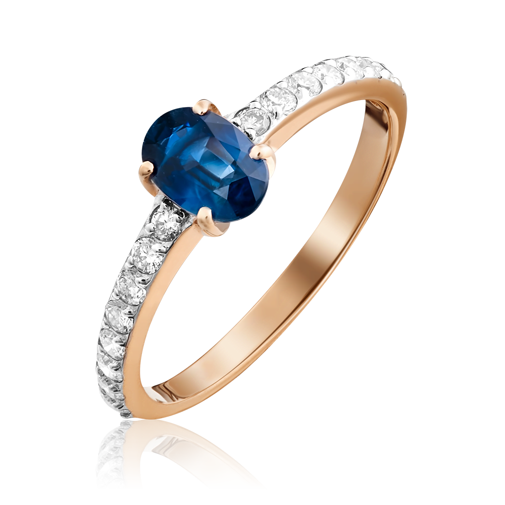 Кольцо из красного золота с сапфиром и бриллиантами 01-0357-00-105-1110-30