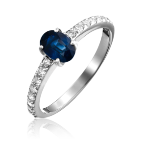 Кольцо из белого золота с сапфиром и бриллиантами 01-0358-00-105-1120-30