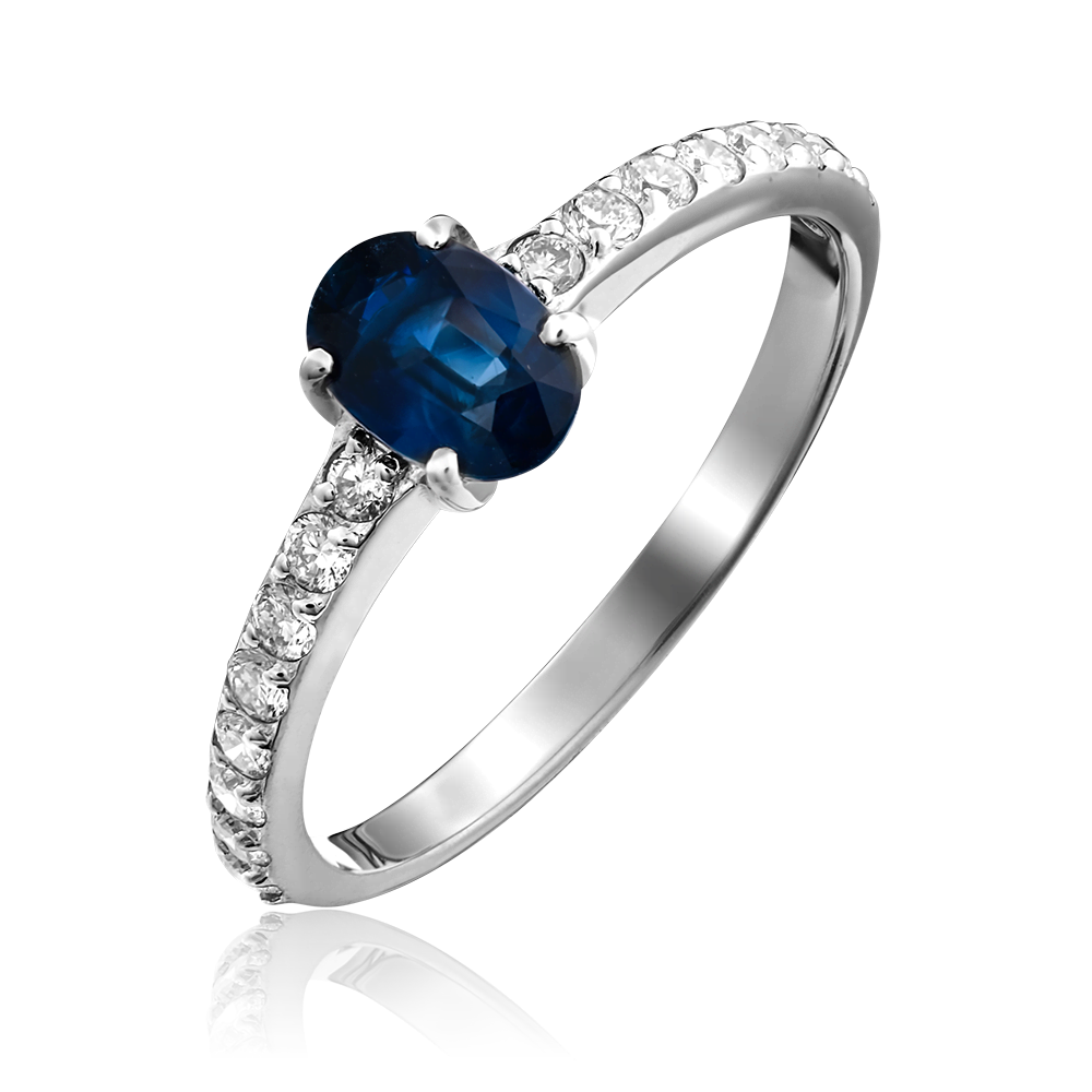 Кольцо из белого золота с сапфиром и бриллиантами 01-0358-00-105-1120-30