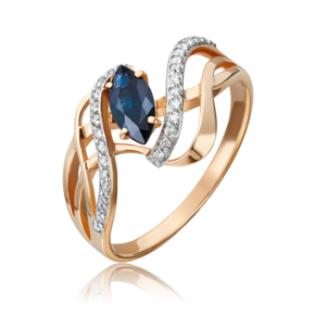 Кольцо из красного золота с сапфиром и бриллиантами 01-0359-00-105-1110-30